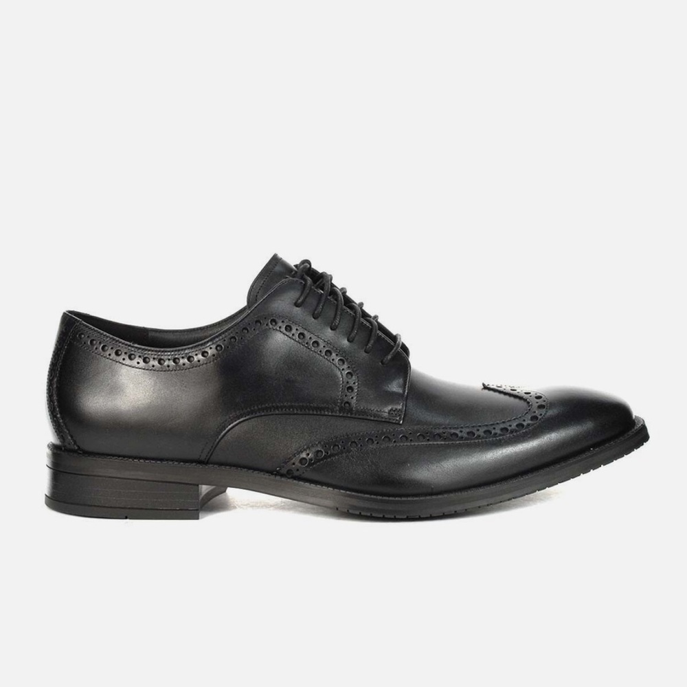 Cole Haan Men's Modern Essentials Black Leather Wingtip Oxfords C34262